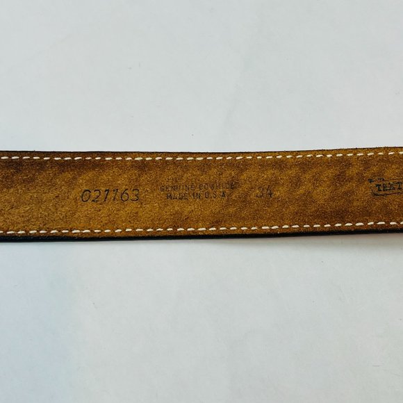 Vintage TEXTAN Genuine Cowhide Leather Womans size 39" Brown Tooled Western Belt - Picture 5 of 9